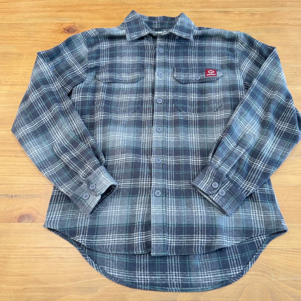 Wolverine Men Plaid Flannel Shirt Blue Grey Green Long Sleeve Button Down Size M